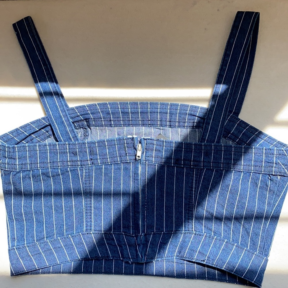 Forever 21 Pinstriped Denim Crop Top - Picture 2 of 4